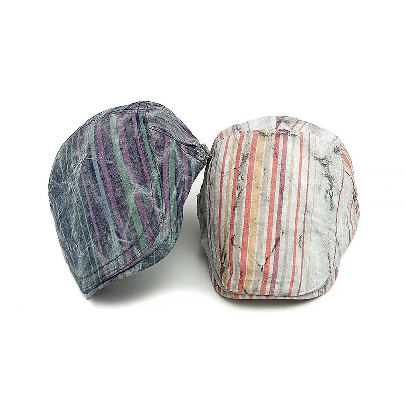 Waterford Distressed Striped Flat Cap