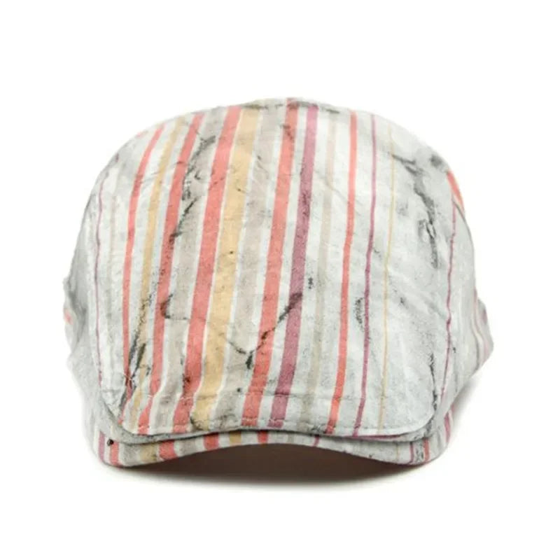 Waterford Distressed Striped Flat Cap