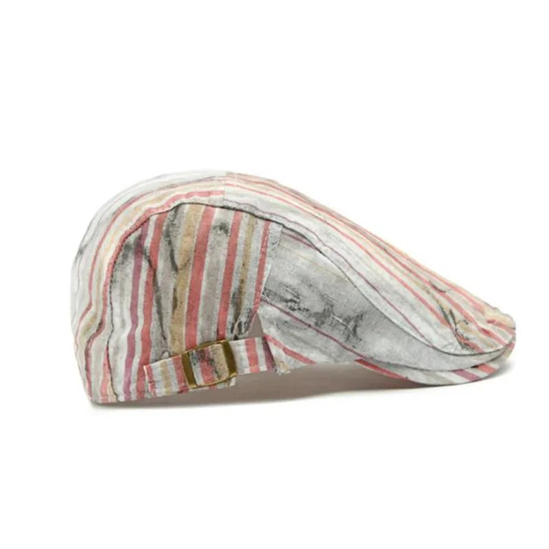Waterford Distressed Striped Flat Cap