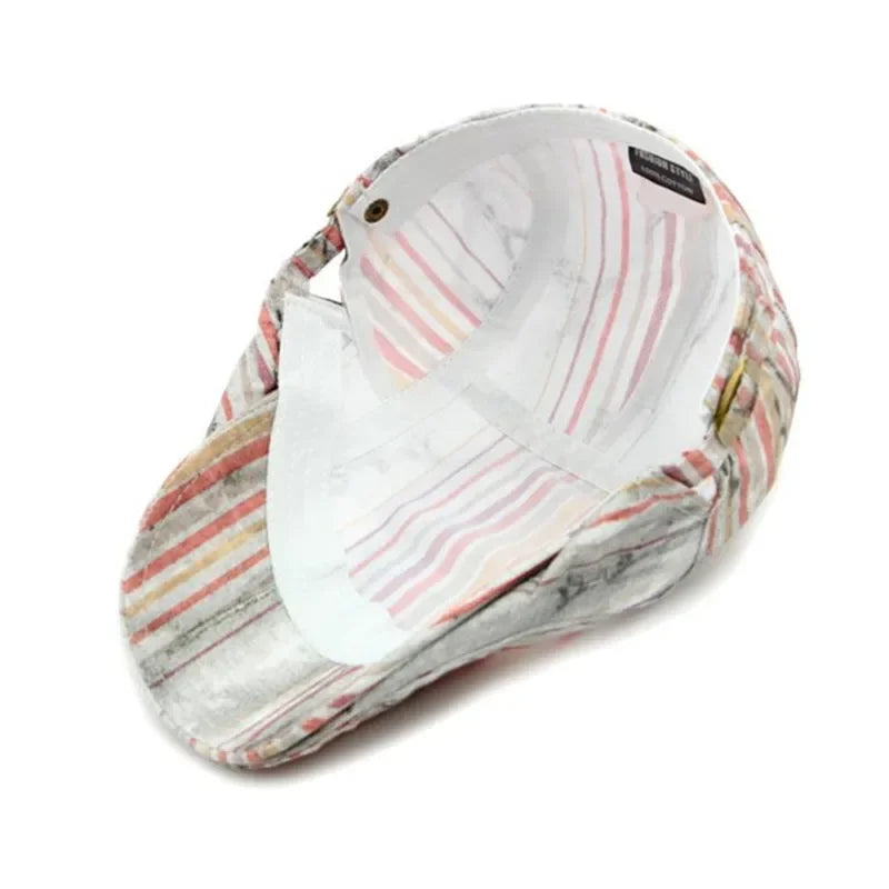 Waterford Distressed Striped Flat Cap