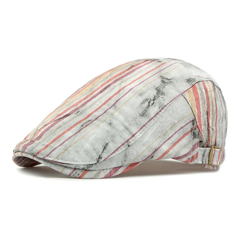 Waterford Distressed Striped Flat Cap