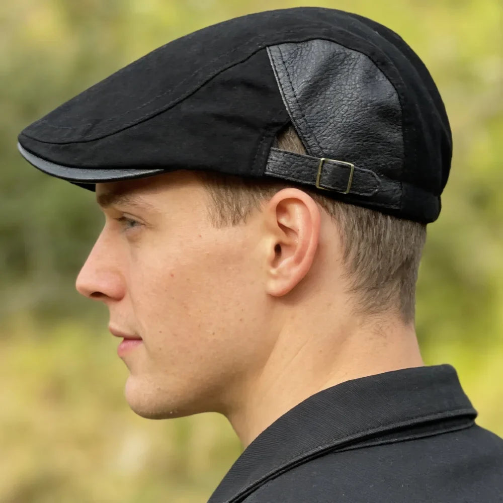 Westchester Cotton Leather Duckbill Flat Cap