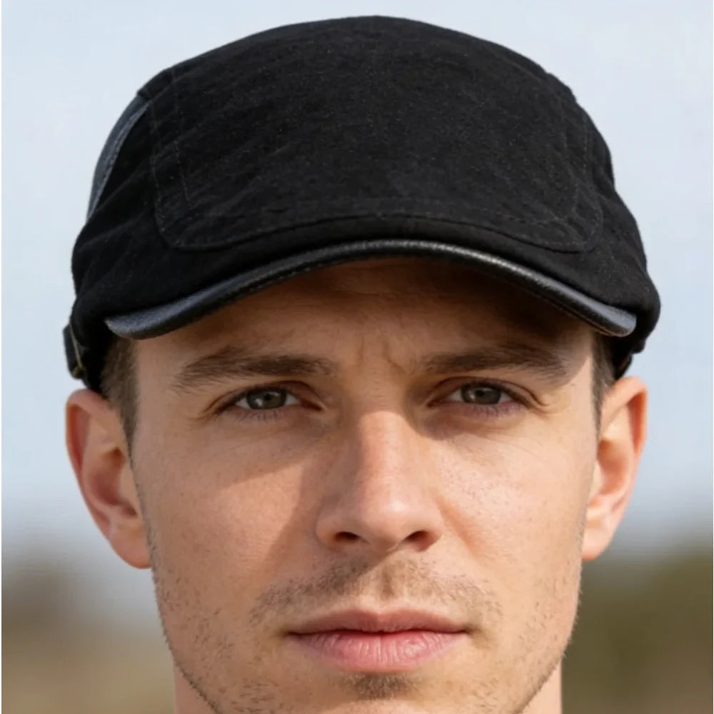 Westchester Cotton Leather Duckbill Flat Cap