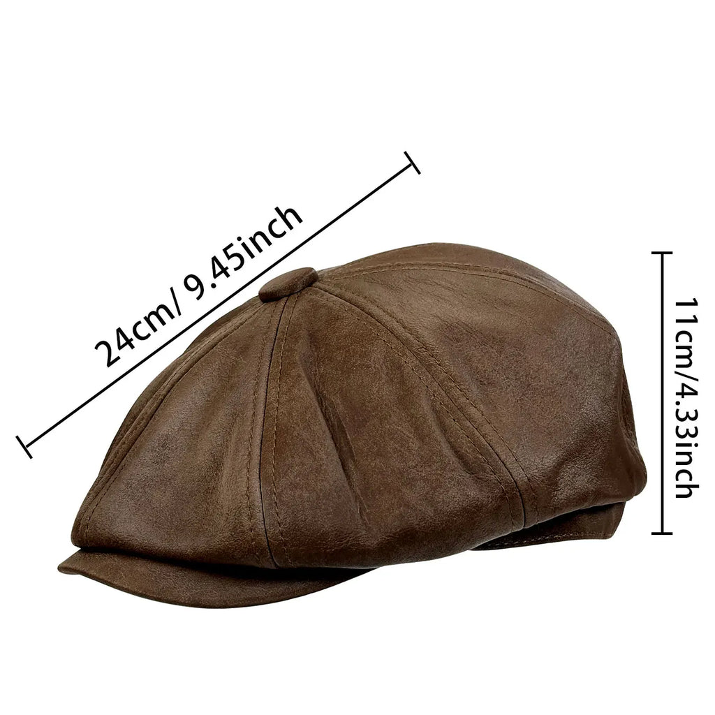 Westerville Vintage Distressed Leather Newsboy Cap