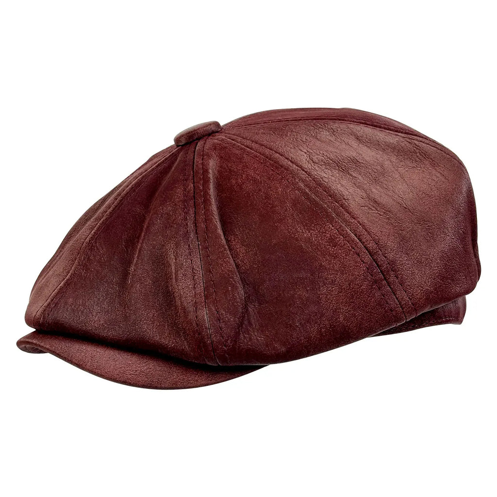 Westerville Vintage Distressed Leather Newsboy Cap