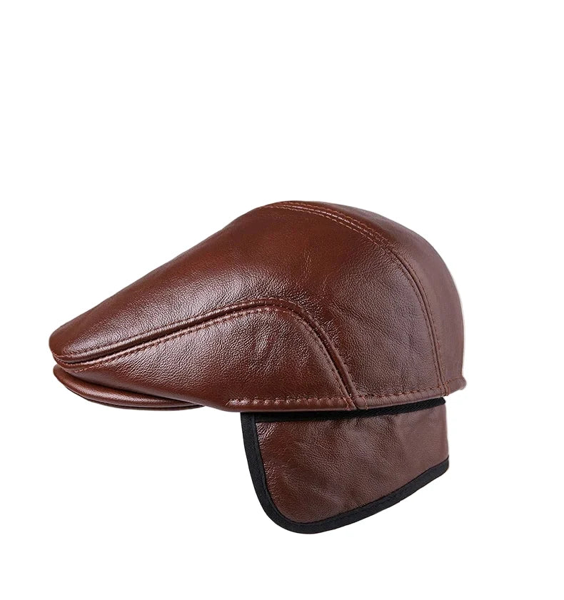 Wexford Earflaps Genuine Leather Flat Cap