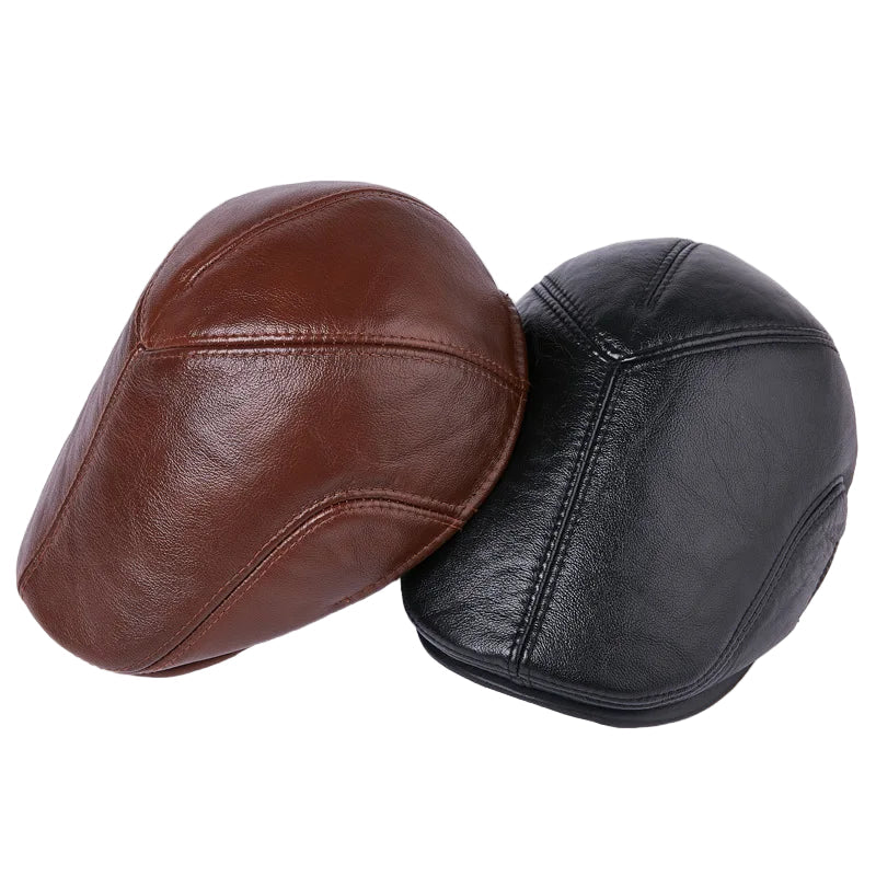Wexford Earflaps Genuine Leather Flat Cap