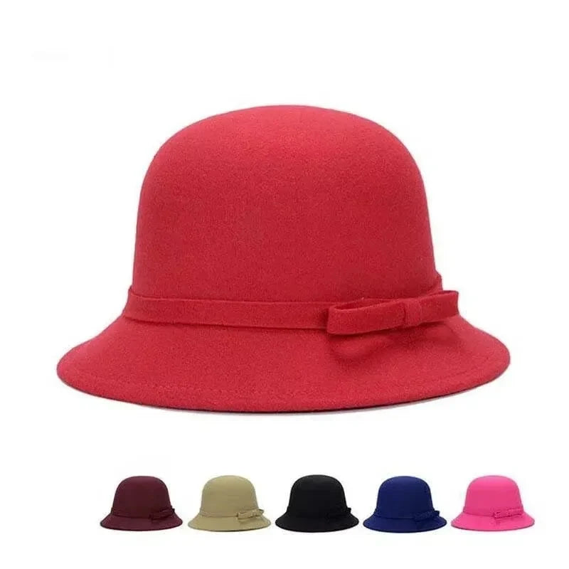 Whitney Women Bowknot Felt Bucket Hat