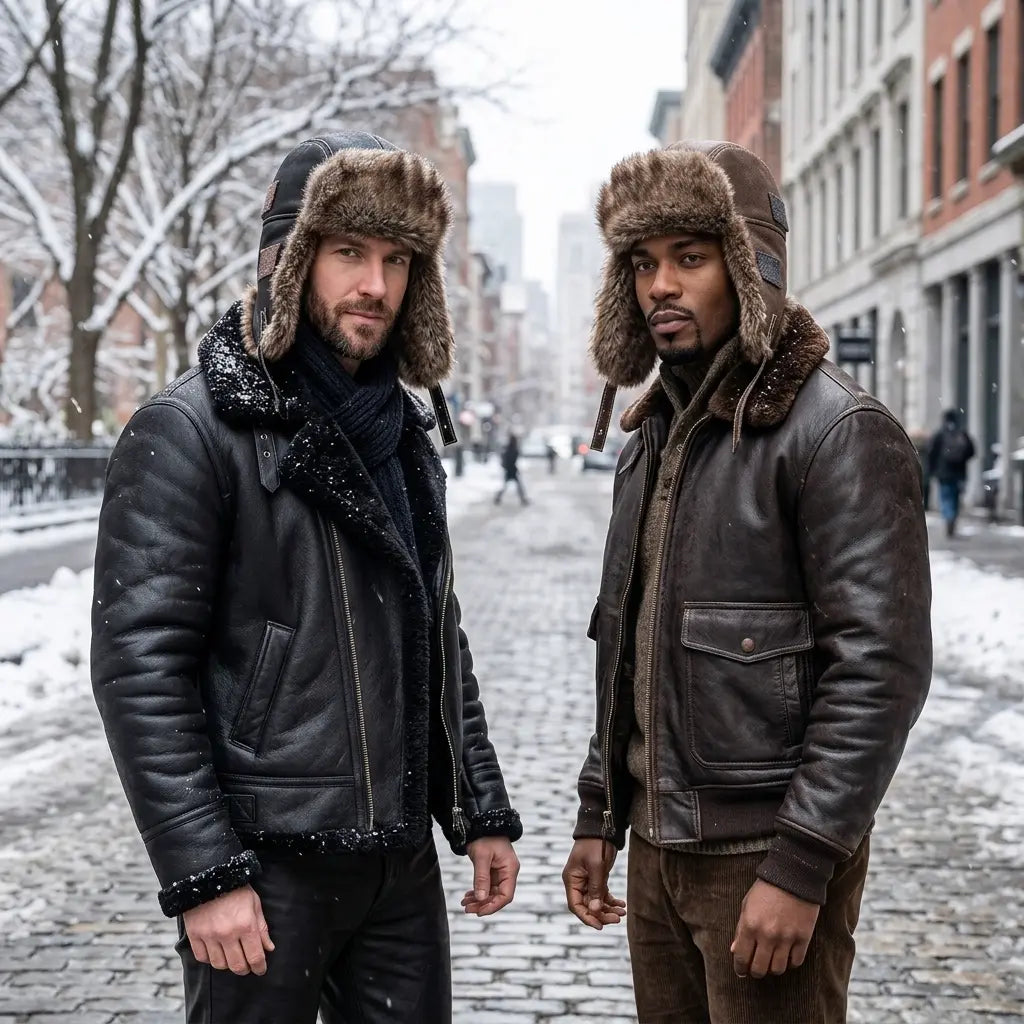 Wichita Winter Patchwork Fur Leather Bomber Hat