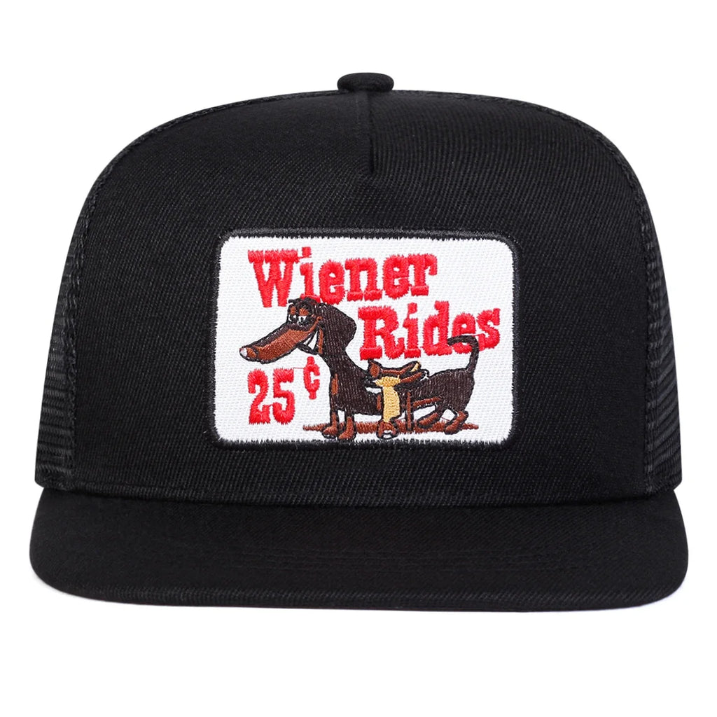 Wiener Rides Trucker Snapback Cap