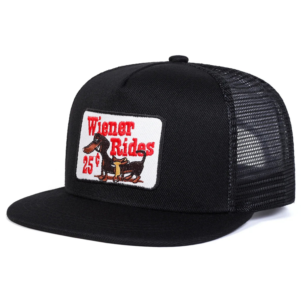 Wiener Rides Trucker Snapback Cap