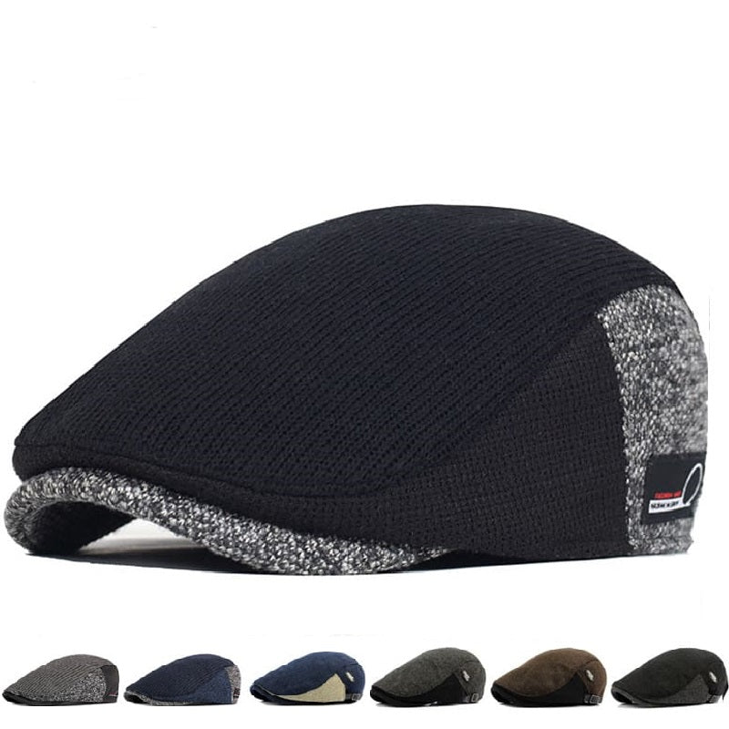 Wigston Striped Knitted Flat Cap