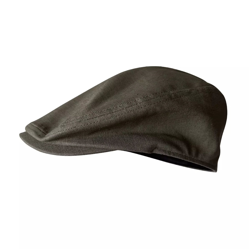 Winston Army Green Linen Flat Cap