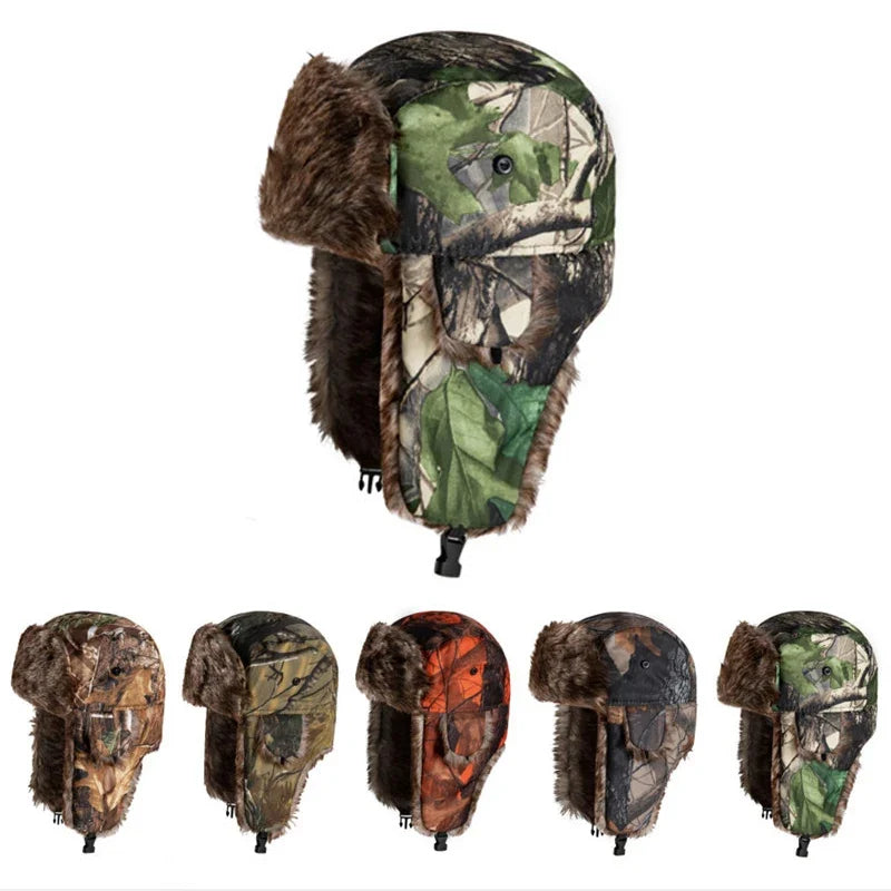 Winter Camouflage Fur Bomber Hat