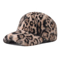 Winter Furry Leopard Print Baseball Cap
