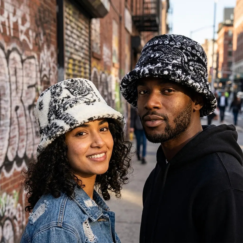 Winter Leaves Fur Bucket Hat