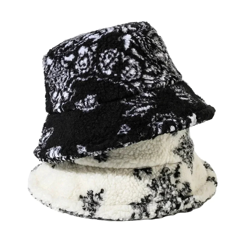 Winter Leaves Fur Bucket Hat