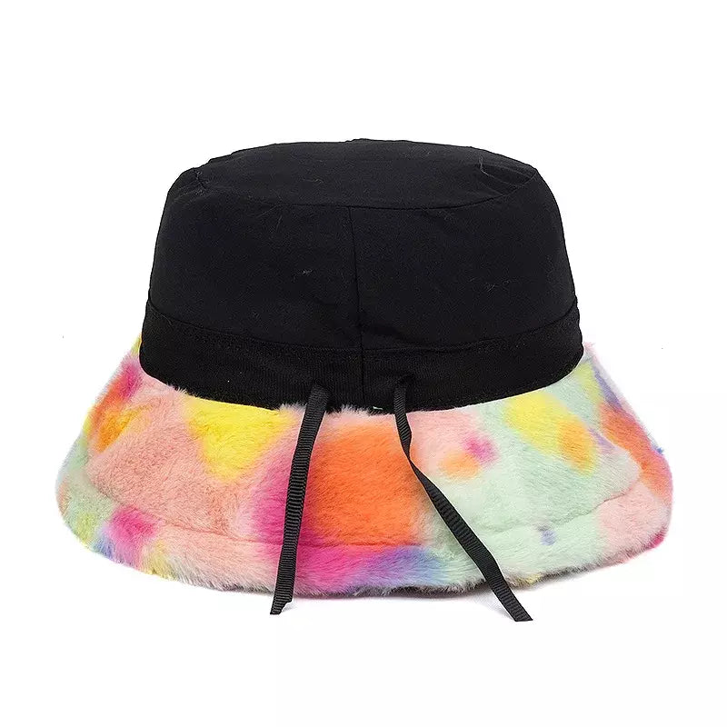 Winter Abstract Fur Bucket Hat
