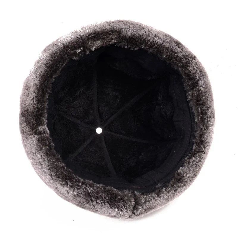 Winter Russian Fur Genuine Leather Docker Cap