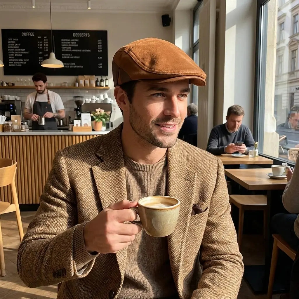 Wisconsin Genuine Leather Duckbill Flat Cap