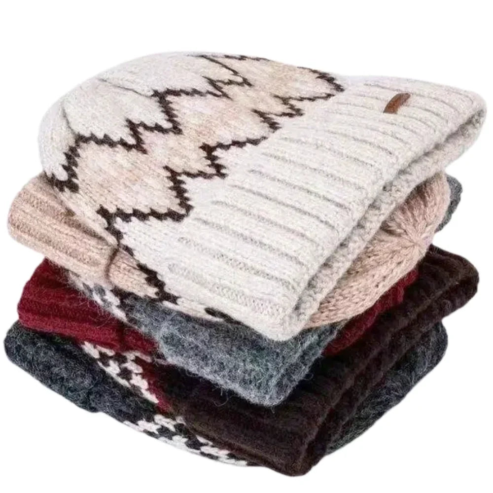 Wisconsin Winter Knitted Rhombuses Beanie