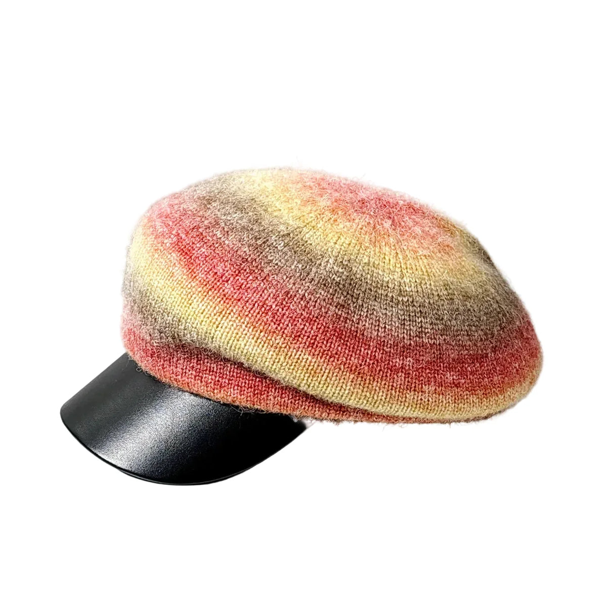 Rainbow Gradient Pleated Wool Beret