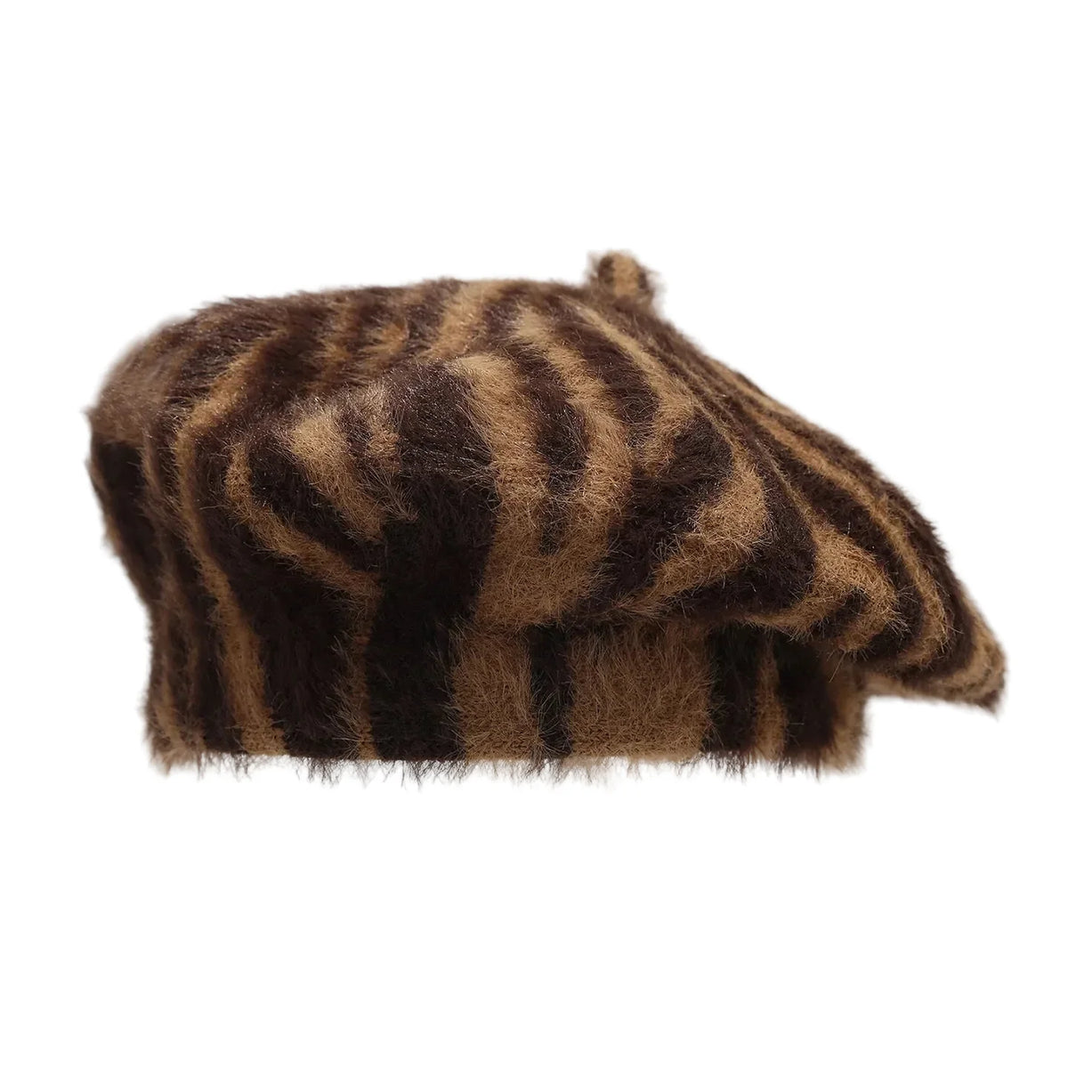 Women Zebra Pattern Plush Beret