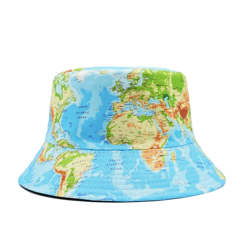 World Map Print Reversible Bucket Hat