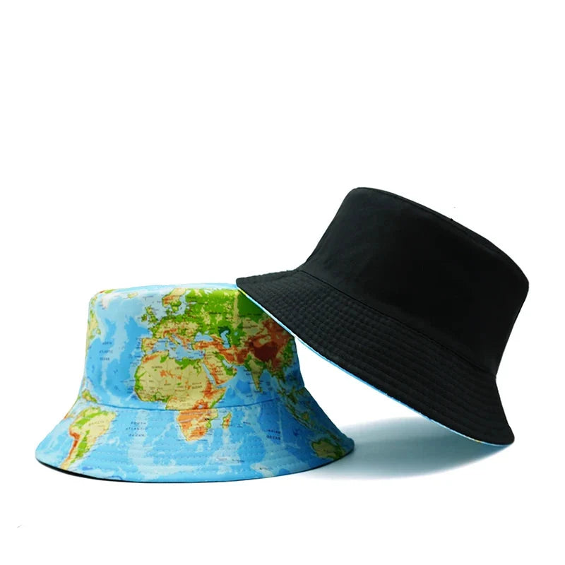 World Map Print Reversible Bucket Hat