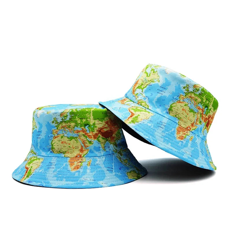 World Map Print Reversible Bucket Hat