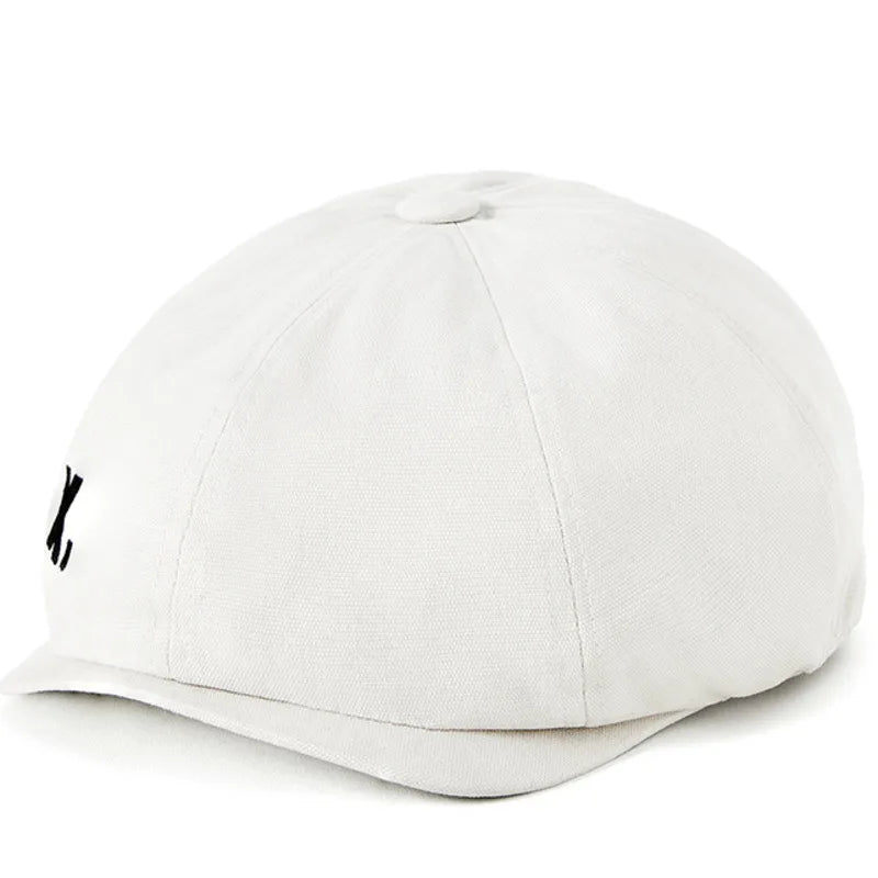 X. Vintage Cotton 8-Panels Newsboy Cap