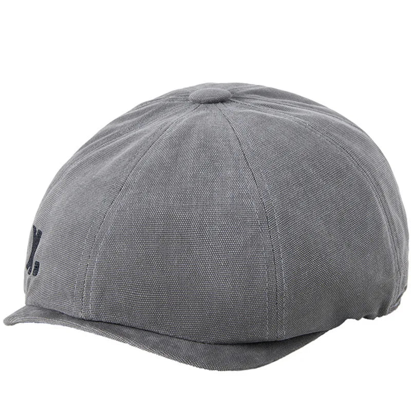 X. Vintage Cotton 8-Panels Newsboy Cap