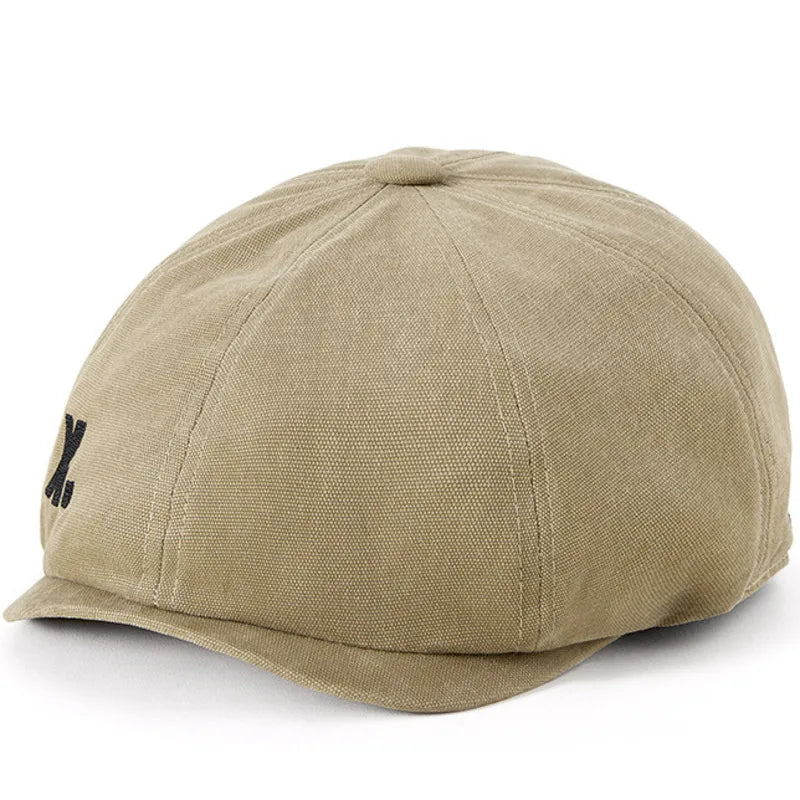 X. Vintage Cotton 8-Panels Newsboy Cap