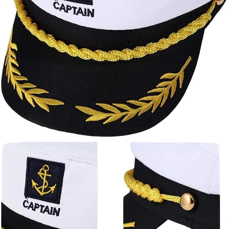 Yatch Captain Golden Cord Cotton Sailor Cap