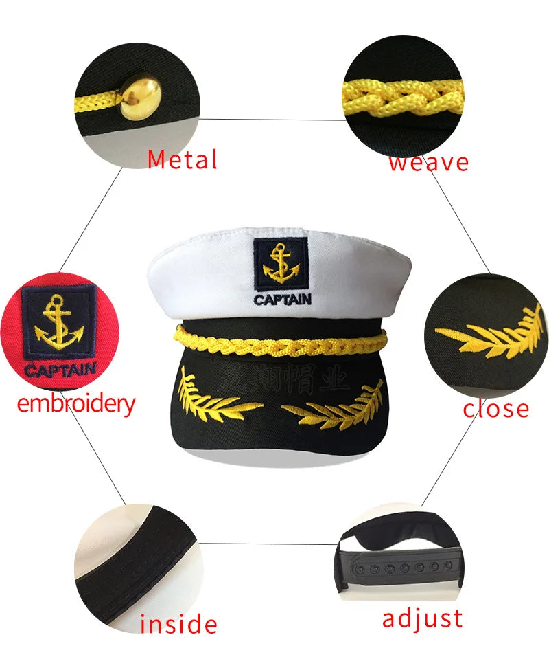 Yatch Captain Golden Cord Cotton Sailor Cap