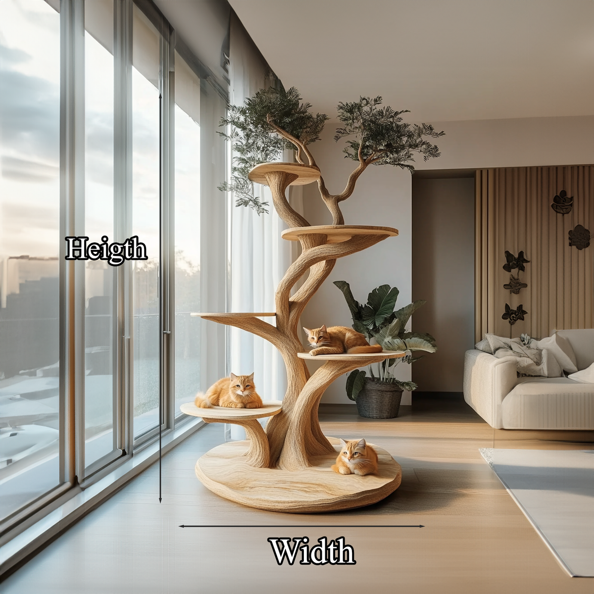 Custom Handmade Wooden Cat Tree Modern Large Climbing Tree – Westside ...