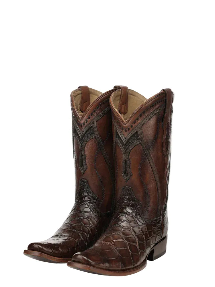 Corral Men's Honey Brown Alligator Inlay Exotic Cowboy Boots A5105
