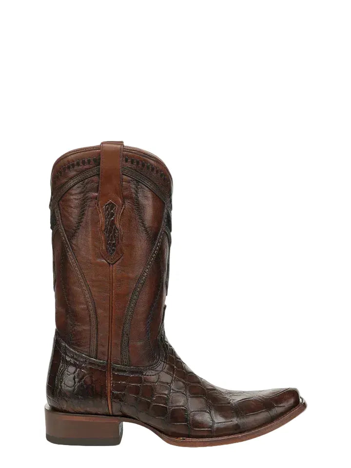 Corral Men's Honey Brown Alligator Inlay Exotic Cowboy Boots A5105