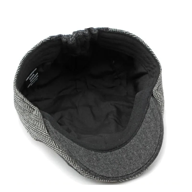Davison Gray Herringbone Patchwork Flat Cap