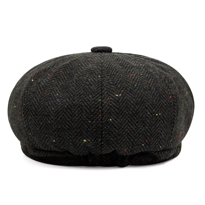 Flecked Herringbone Wool Newsboy Cap