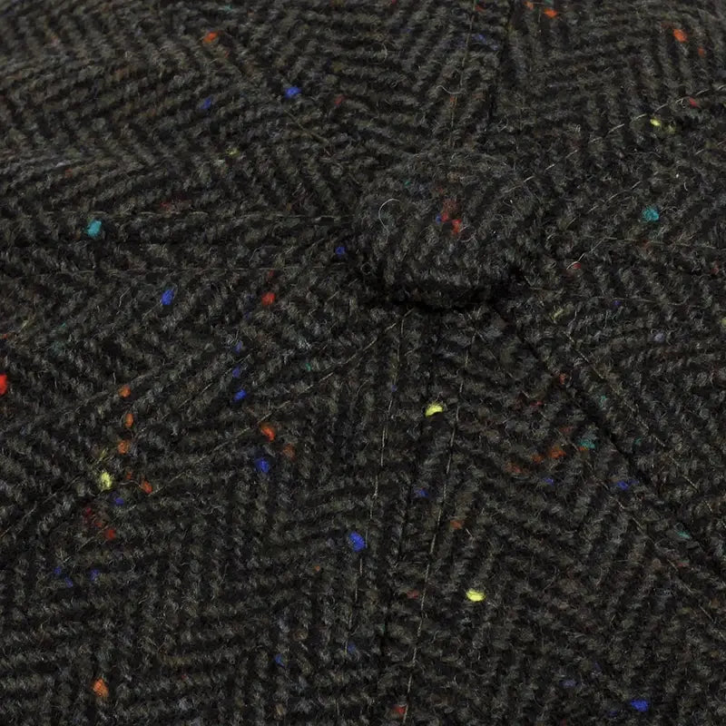 Flecked Herringbone Wool Newsboy Cap