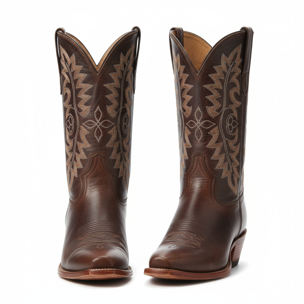 Classic Western Cowboy Boots in dark brown leather