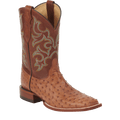Justin Men's Exotic Truman Cognac Full Quill Ostrich Cowboy Boots 8516