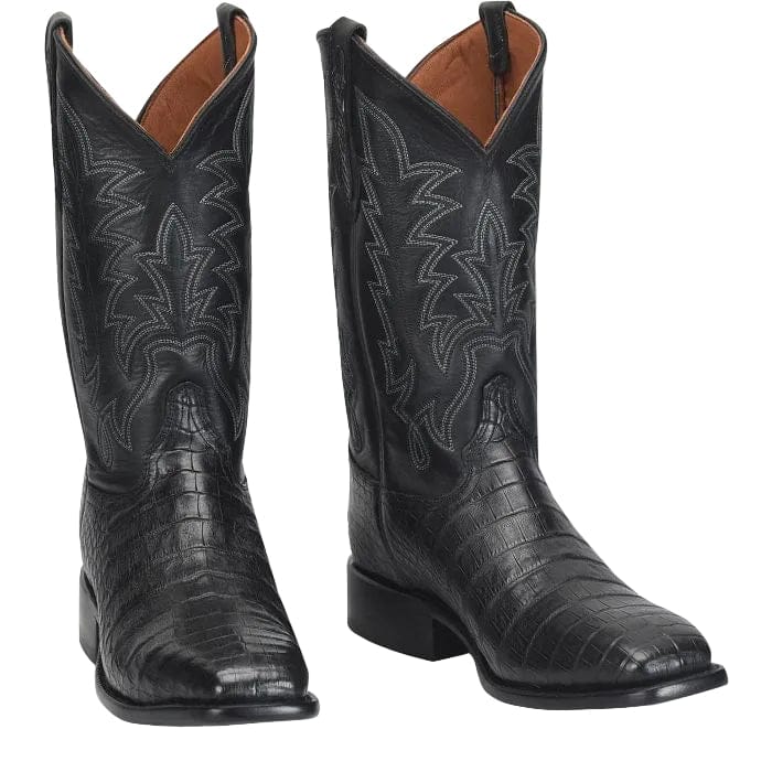 Justin Men's Obsidian Black Panama Caiman Exotic Cowboy Boots GR5333