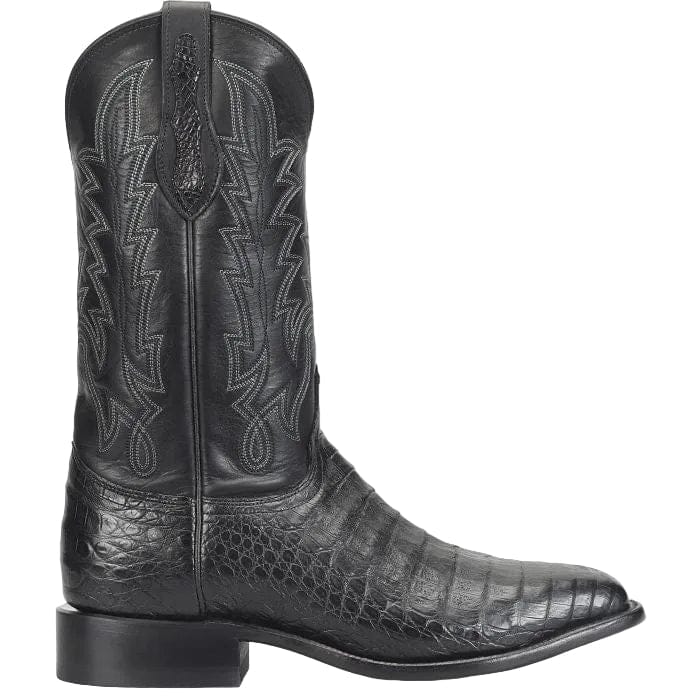Justin Men's Obsidian Black Panama Caiman Exotic Cowboy Boots GR5333