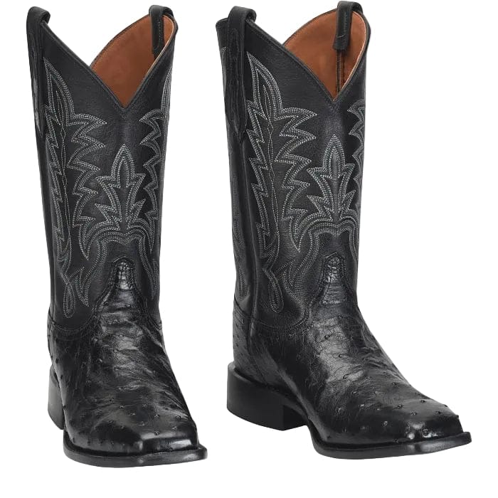 Justin Men's Obsidian Black Rancher Ostrich Exotic Cowboy Boot GR5335