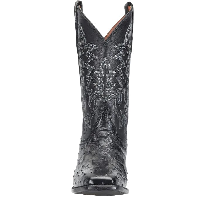 Justin Men's Obsidian Black Rancher Ostrich Exotic Cowboy Boot GR5335