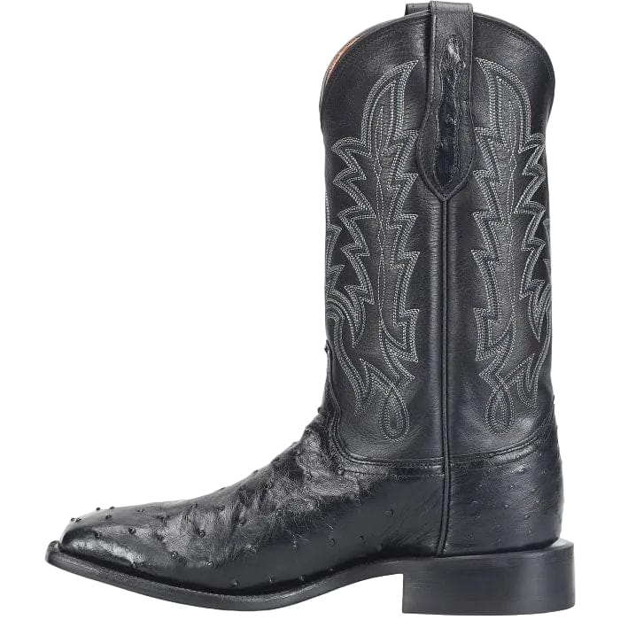 Justin Men's Obsidian Black Rancher Ostrich Exotic Cowboy Boot GR5335