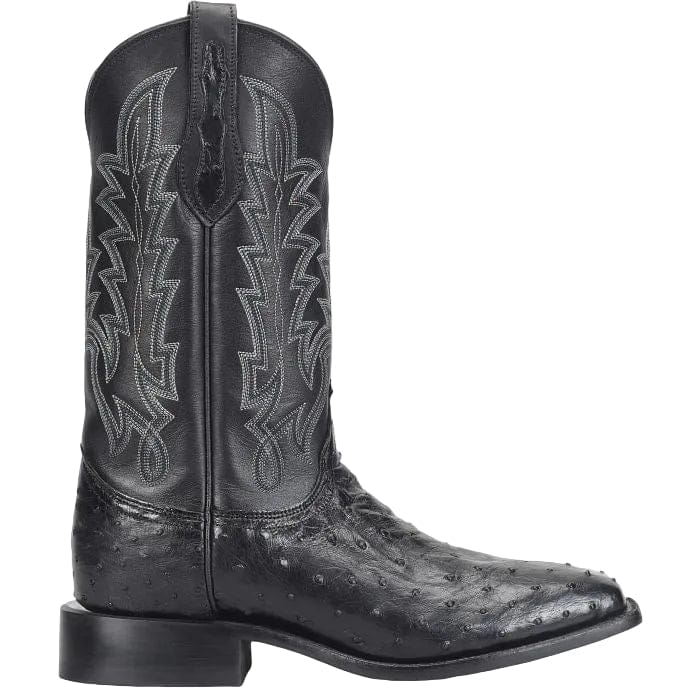 Justin Men's Obsidian Black Rancher Ostrich Exotic Cowboy Boot GR5335