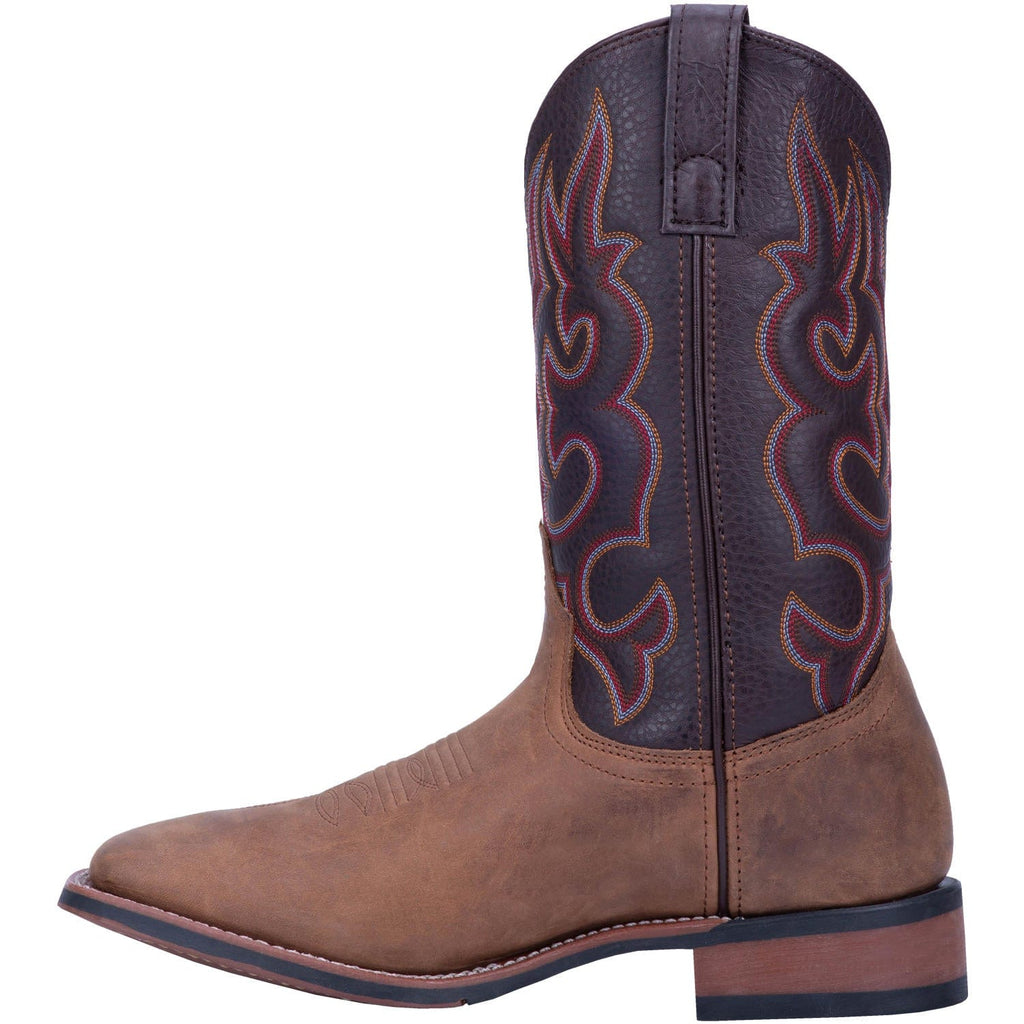 Laredo Men's Lodi Taupe/Chocolate Leather Cowboy Boots 7898